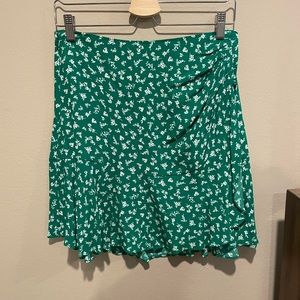 NWT Floral Green Wrap Miniskirt